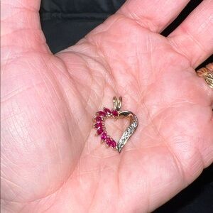 925 sterling silver heart pendant rubies and diamond
